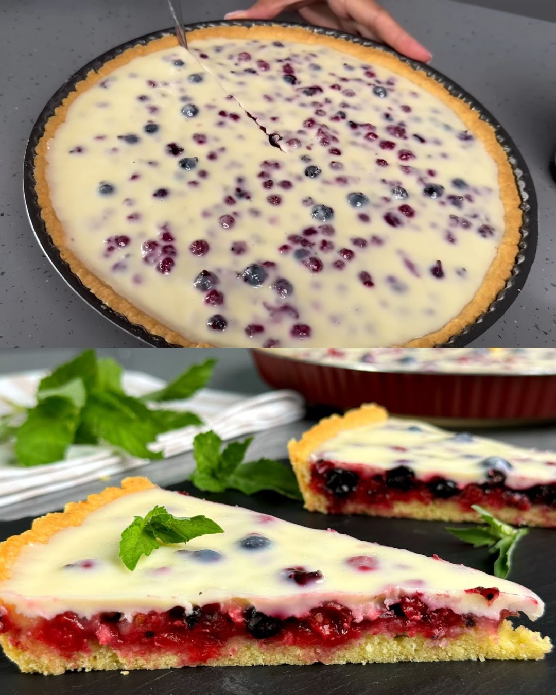 Berry Custard Tart with Black and Red Currants