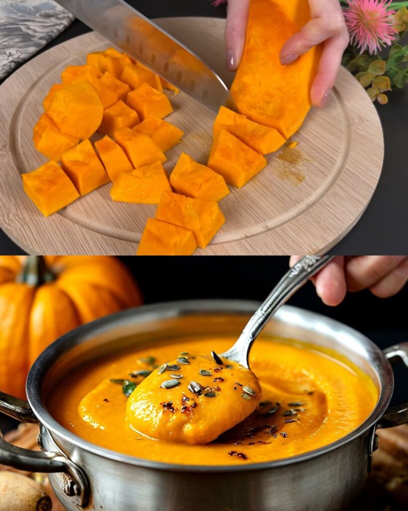 Creamy Pumpkin and Vegetable Soup with Herb Croutons