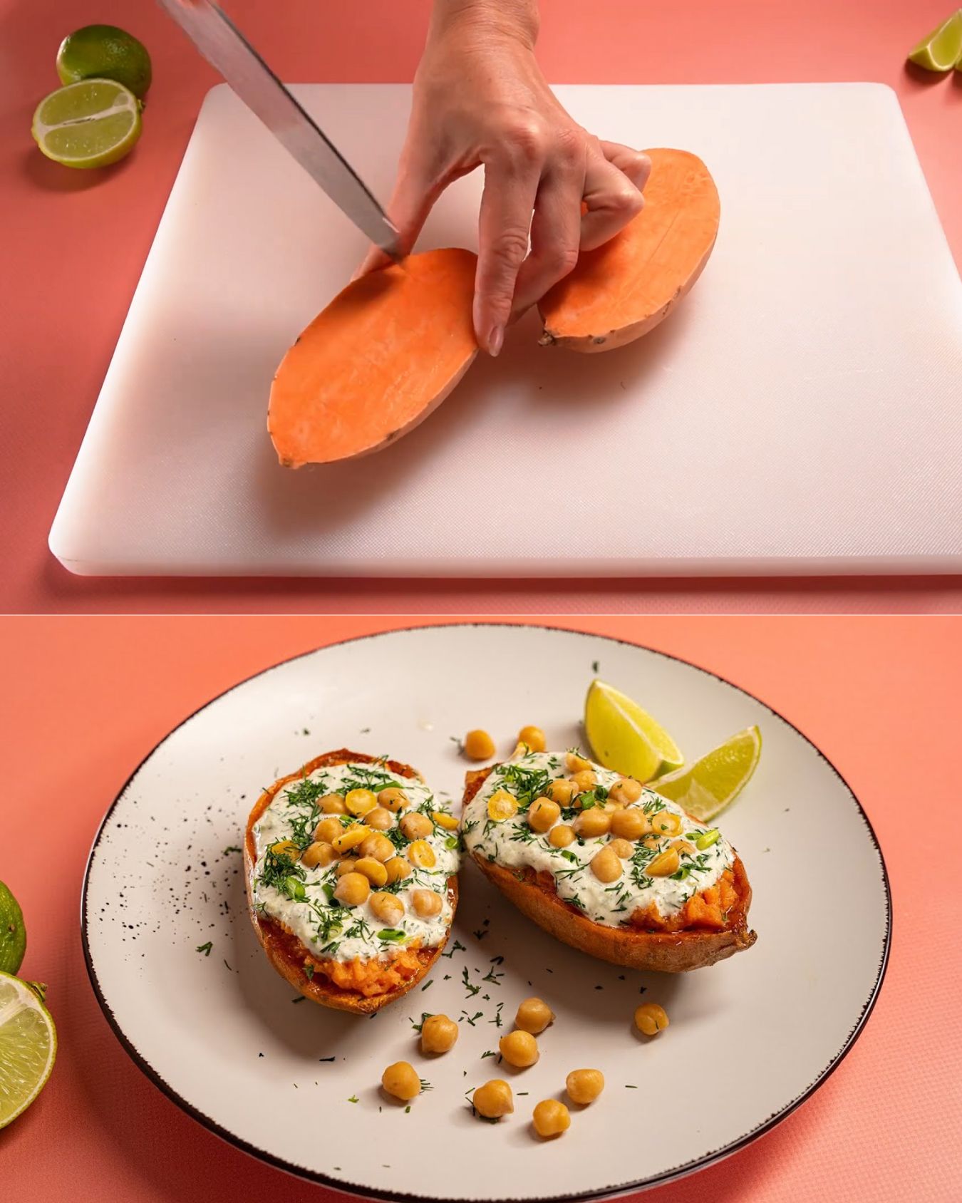 Roasted Sweet Potato with Chickpeas and Tzatziki Sauce