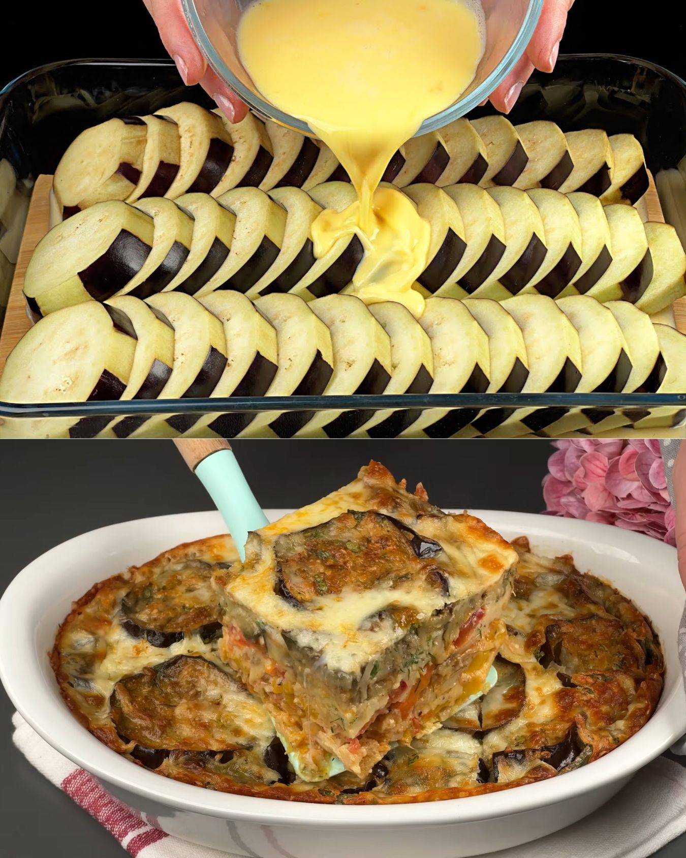 Vegetable and Eggplant Casserole with Creamy Garlic Sauce