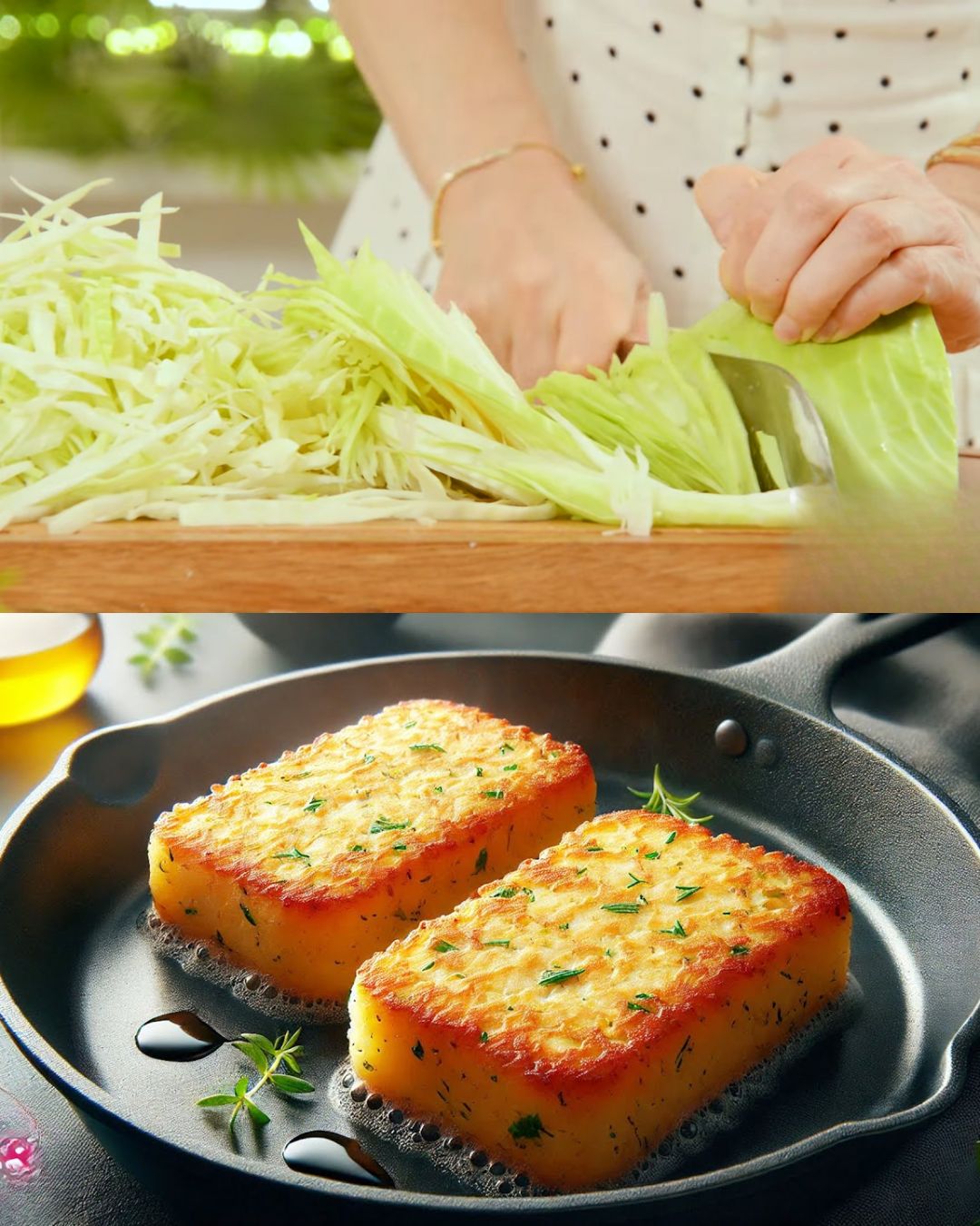 Cabbage and Chicken Patties with Yogurt-Cucumber Sauce