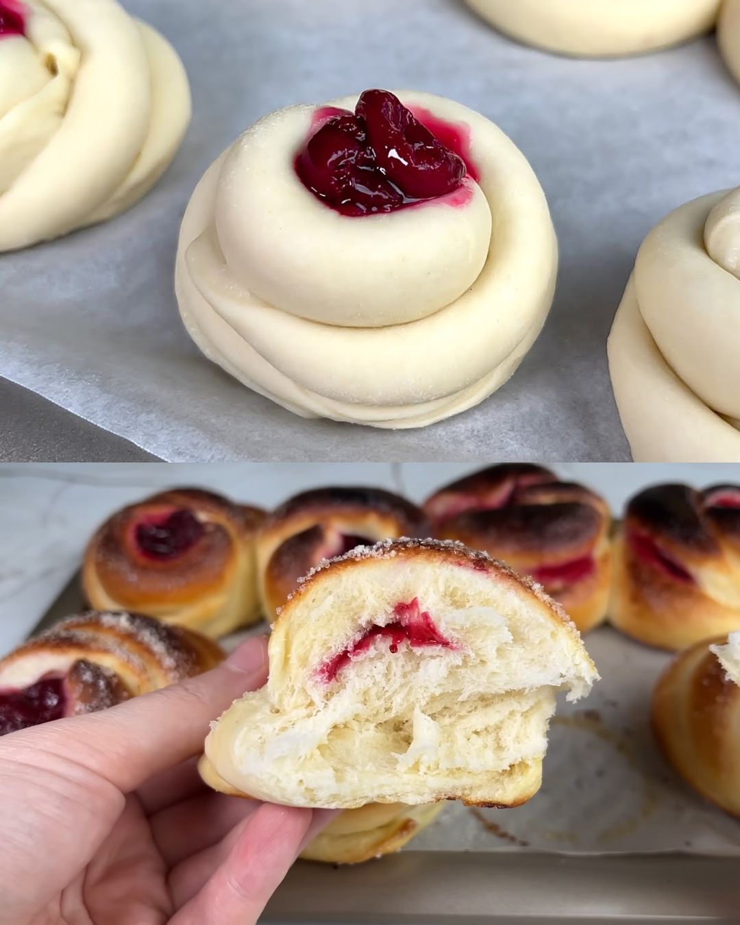 Sweet Cherry-Filled Yeast Rolls