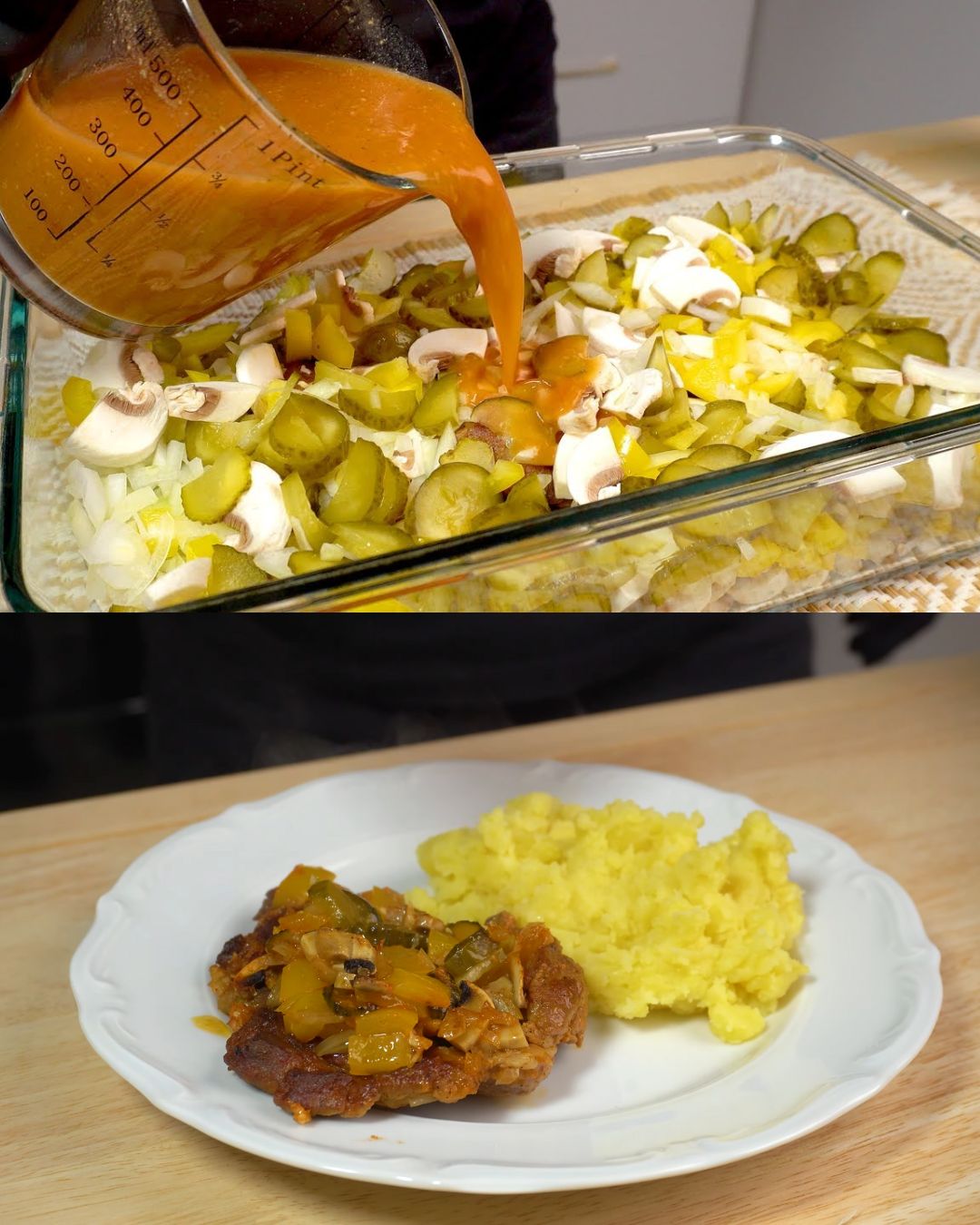 Braised Pork Neck with Savory Vegetable Sauce
