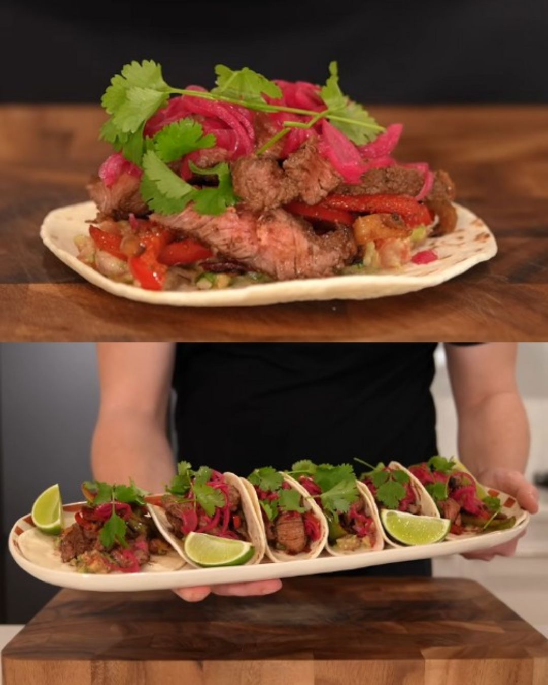 Savory Beef Tacos with Pico Guacamole and Peppers