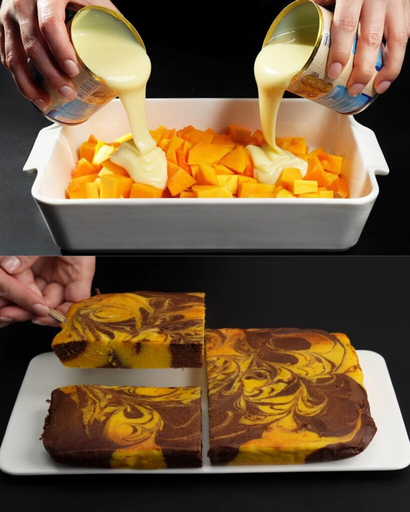 Pumpkin Marble Cake with Cocoa Swirl finished dish