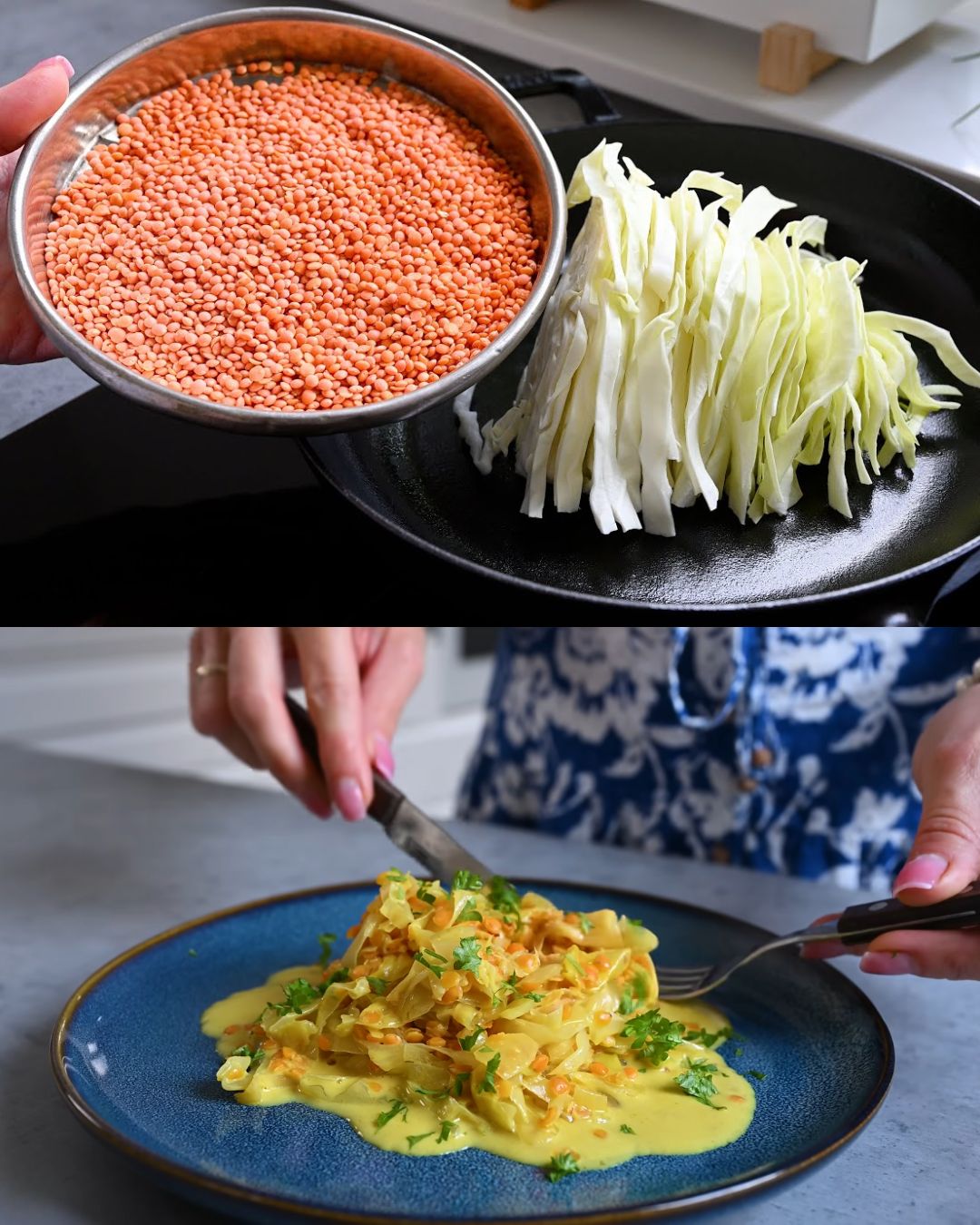 Creamy Lentil and Cabbage Curry with Coconut Milk
