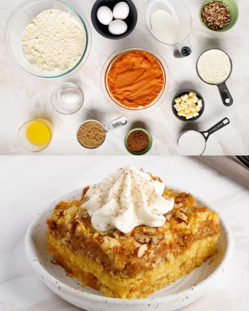 Pumpkin Cake Bars with Walnut Topping