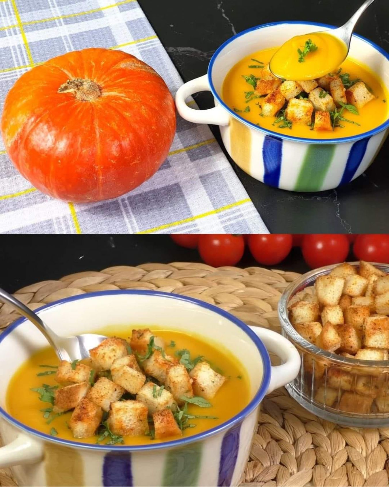 Creamy Vegetable Soup with Aromatic Croutons