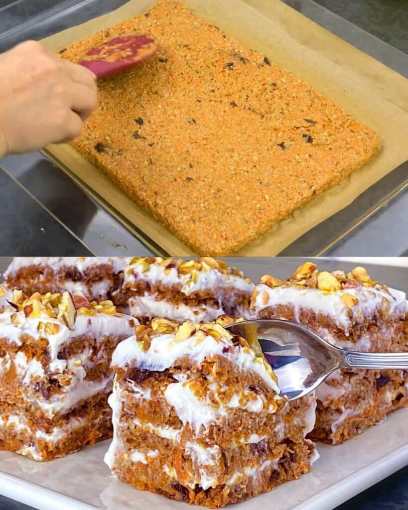 Carrot and Nut Bars with Ricotta Yogurt Cream
