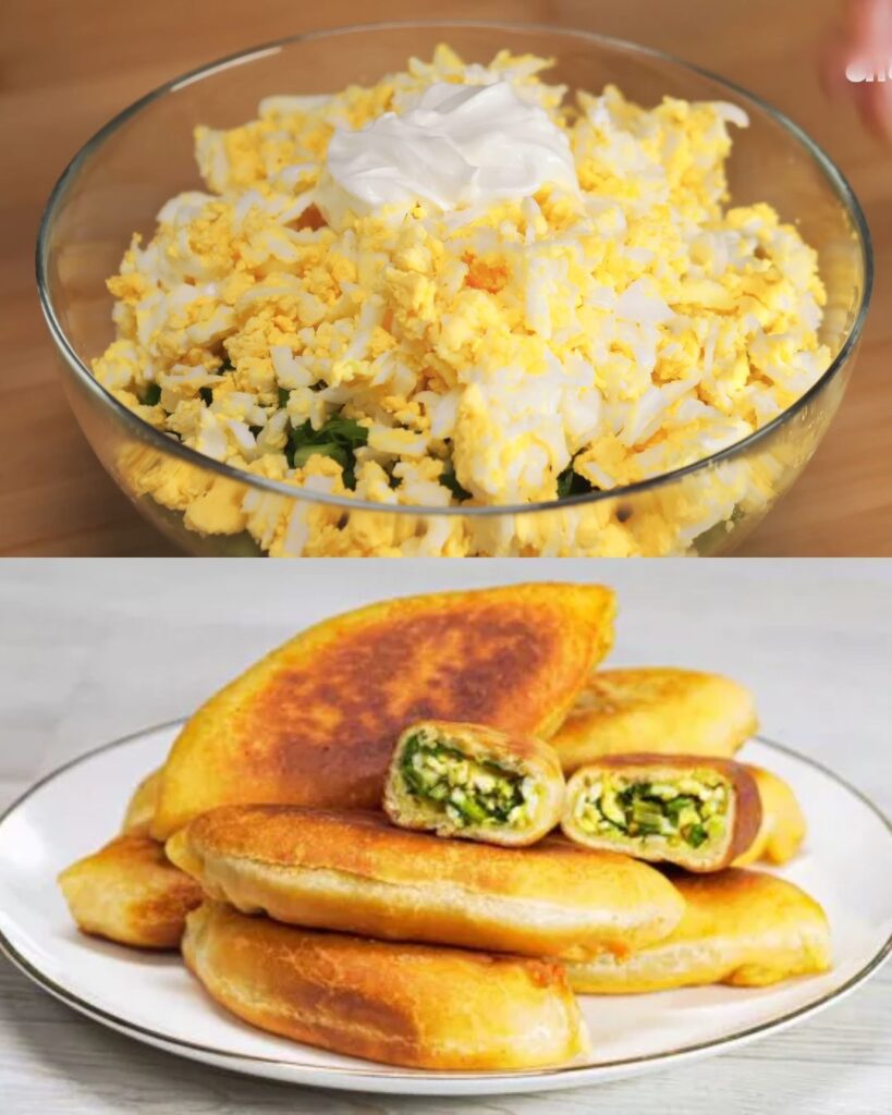 Savory Green Onion and Egg Pie with Kefir Dough finished dish