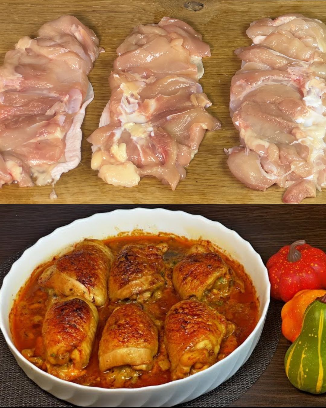 Baked Chicken Thighs with Mushrooms, Mozzarella, and Sweet Honey Sauce