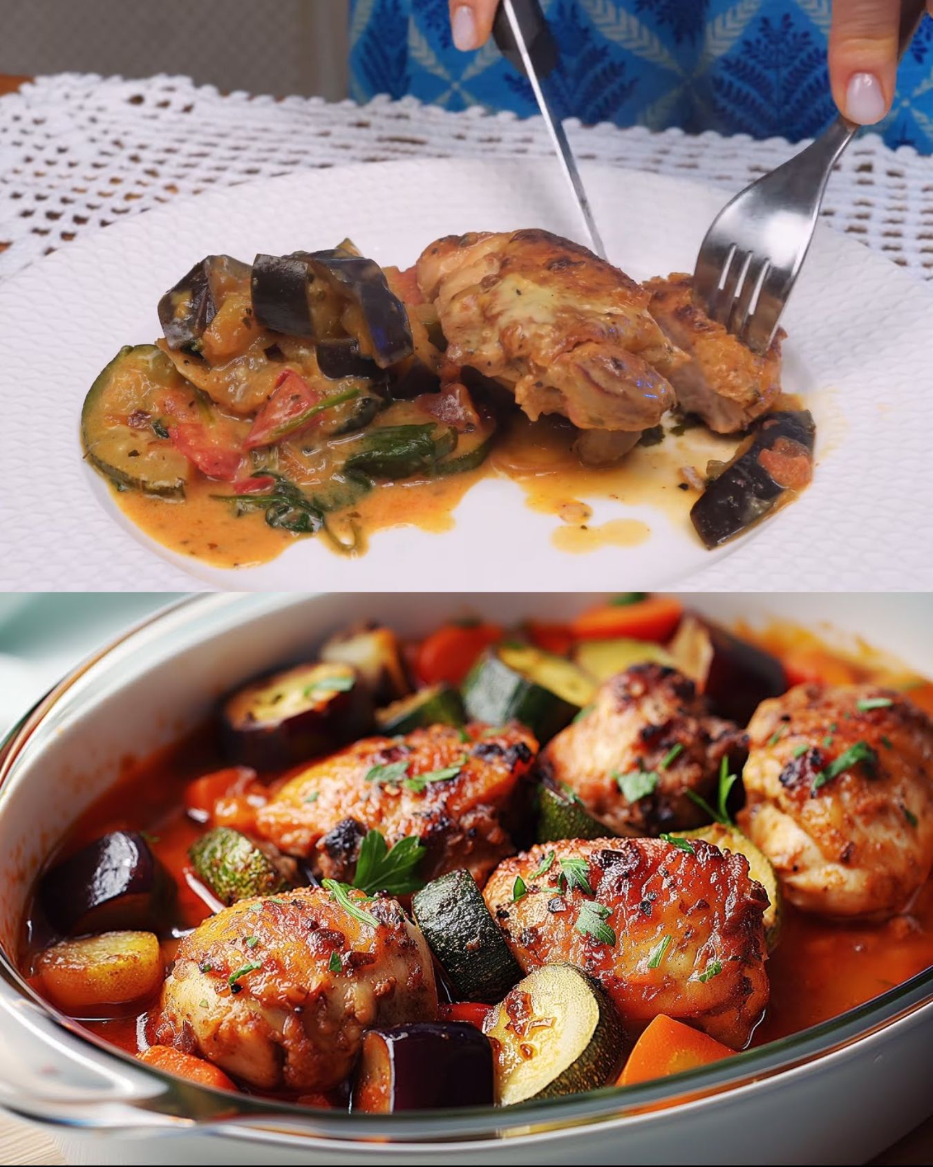 Herb-Roasted Chicken Thighs with Creamy Vegetables