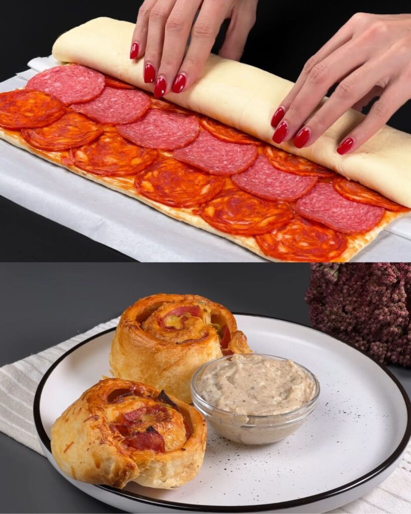 Puff Pastry Salami Tart with Creamy Cheese Sauce