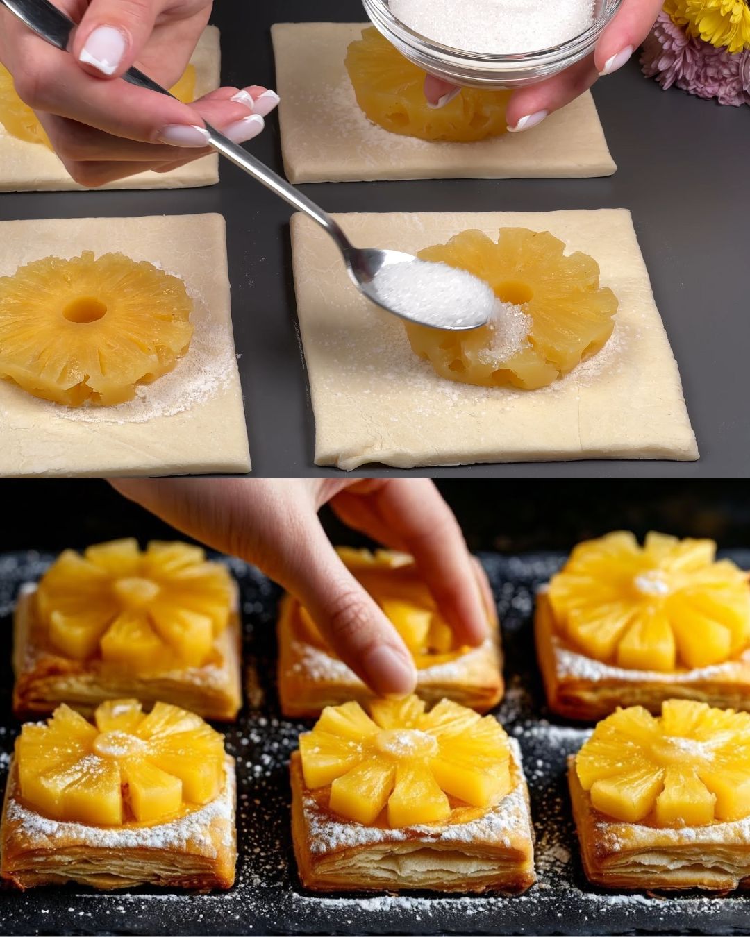 Pineapple Walnut Puff Pastry with Hibiscus Tea A Tropical