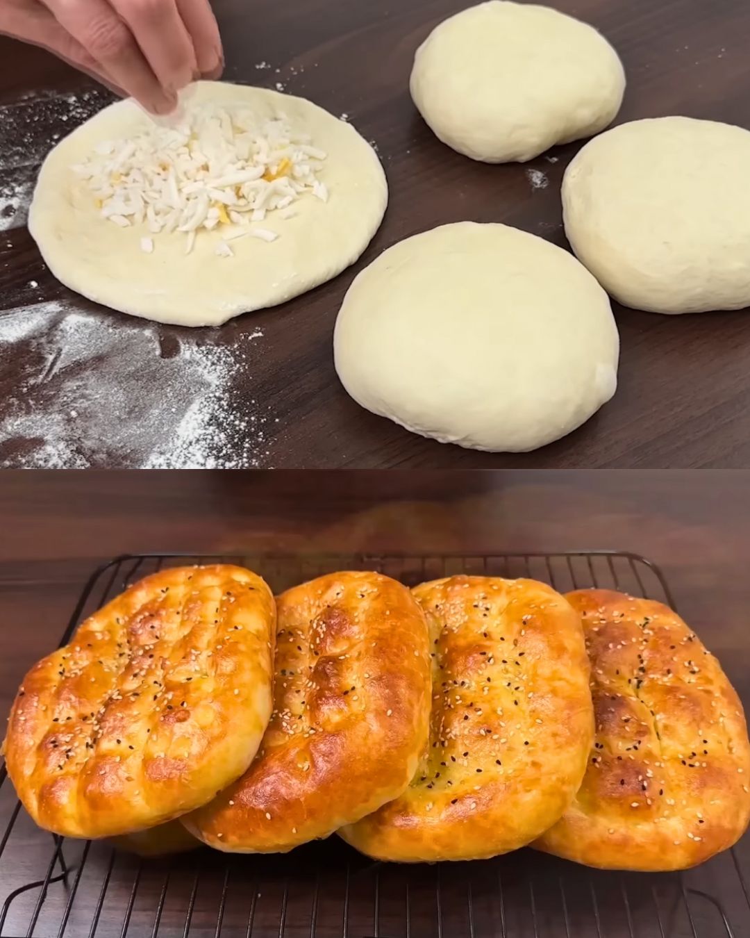 Cheese-Stuffed Bread Rolls with Sesame Seeds