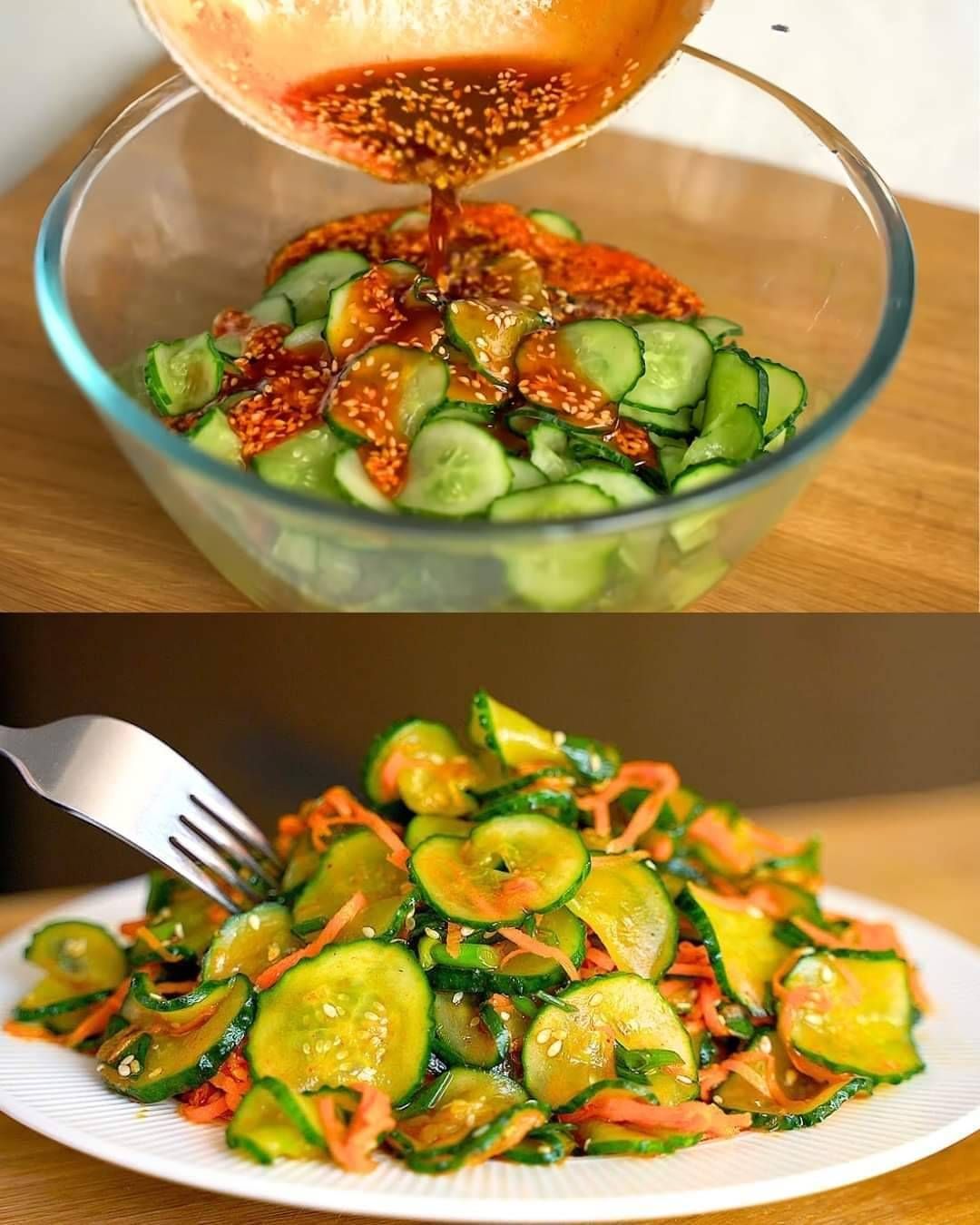 Asian-Inspired Cucumber and Carrot Salad with Sesame and Soy Dressing
