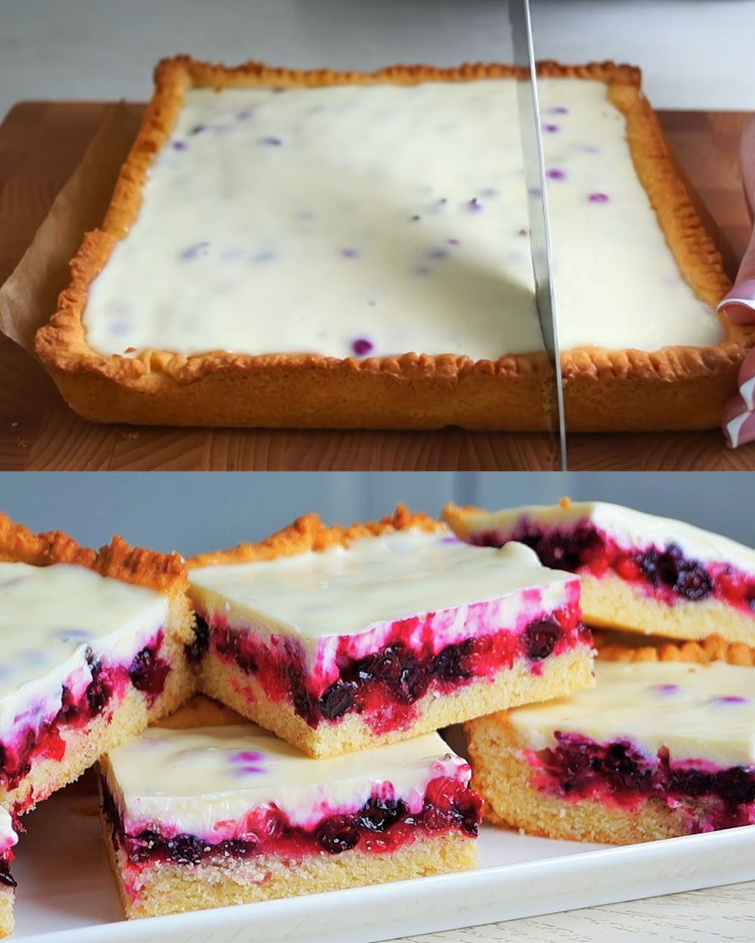 Creamy Berry Tart with Sour Cream and Condensed Milk Glaze