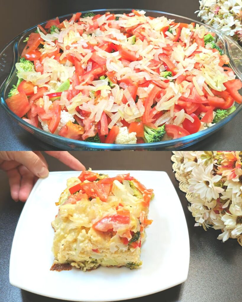 Cheesy Vegetable Casserole with Broccoli and Cauliflower