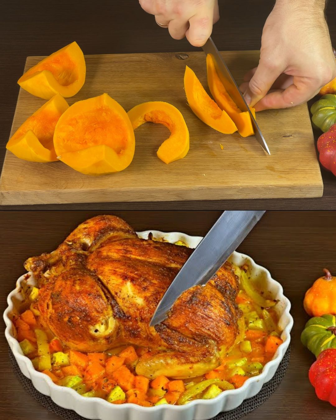 Roast Chicken with Zucchini and Pumpkin