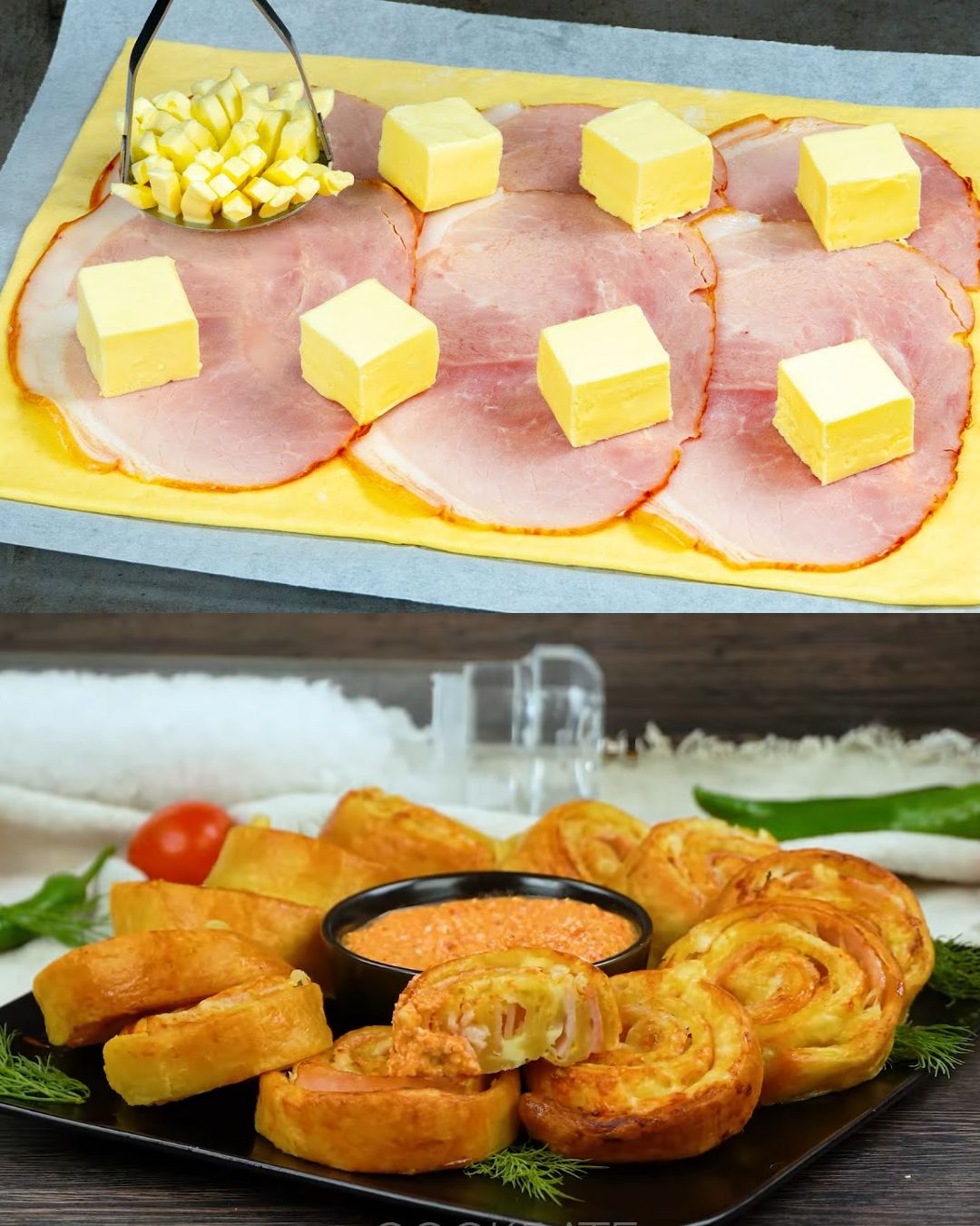 Savory Ham and Cheese Puff Pastry with Mustard and Almonds