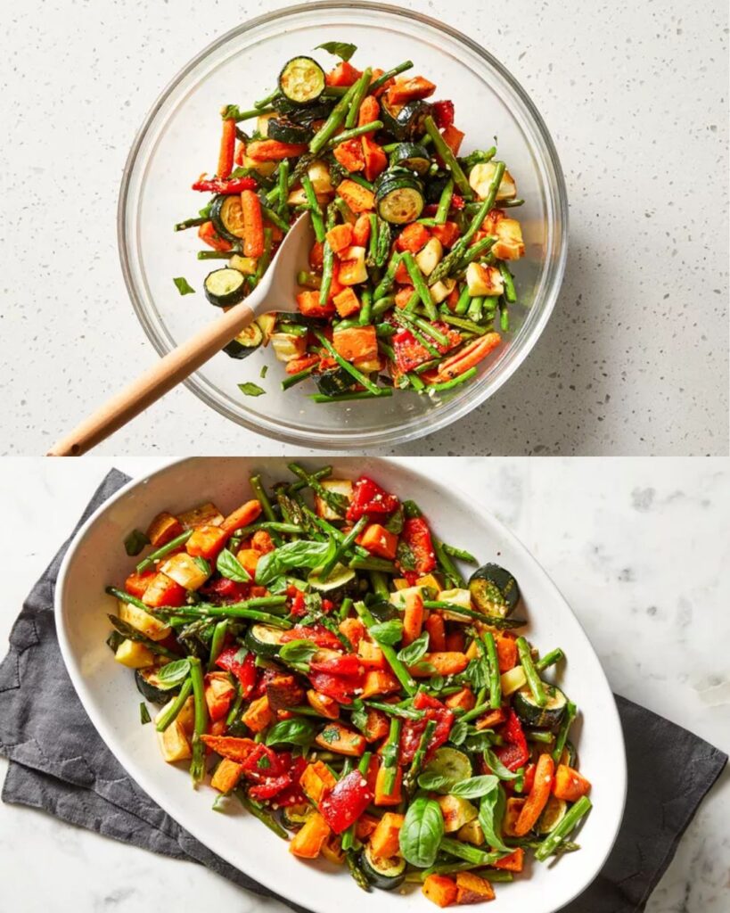 Roasted Medley of Garden Vegetables with Fresh Basil finished dish