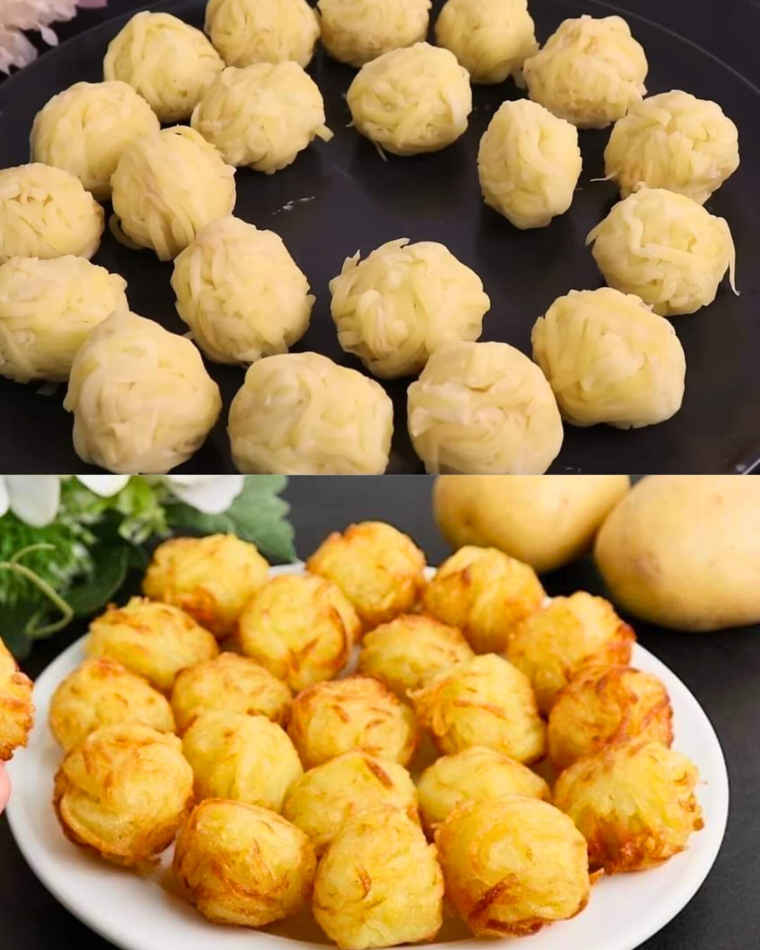 Crispy Potato Ball with Garlic Cheese Sauce
