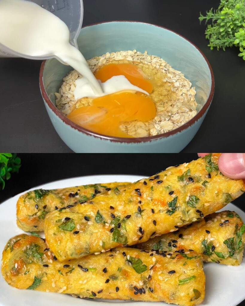 Savory Oatmeal Pancakes with Mozzarella and Herbs finished dish