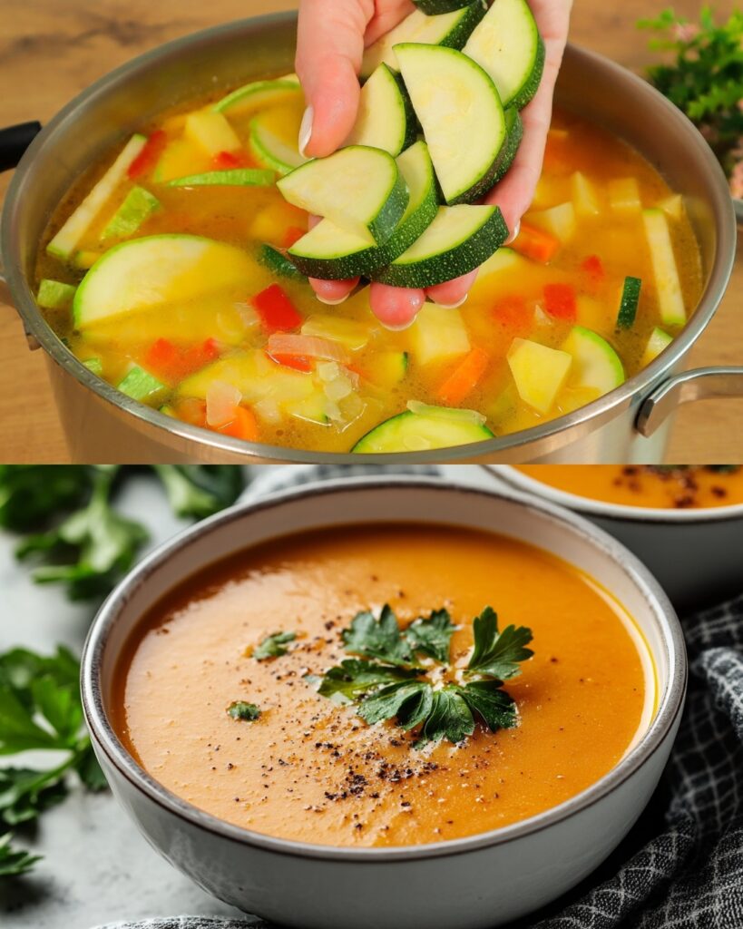 Creamy Vegetable Soup with Herb Toasts