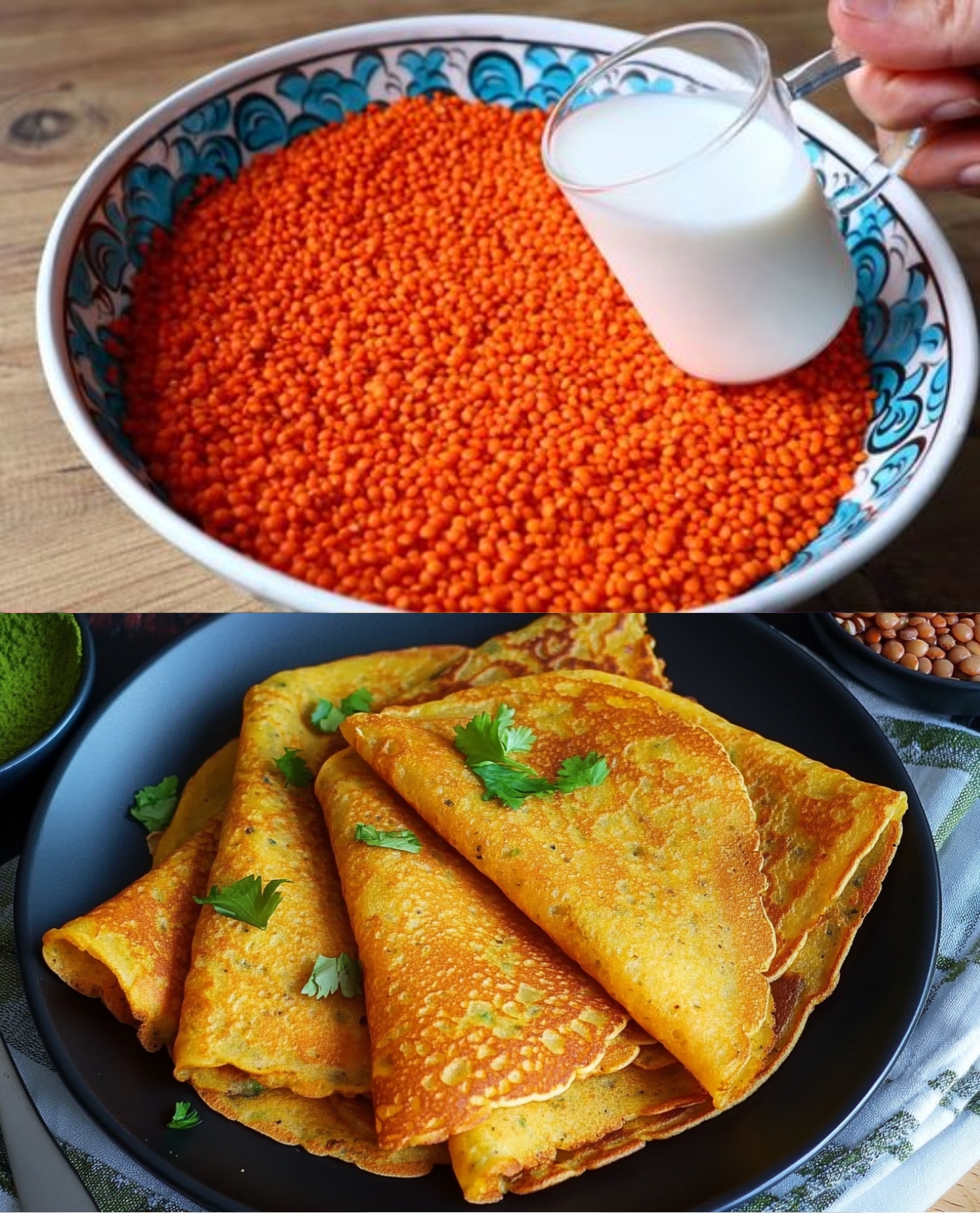 Red Lentil Pancakes with Vegetable Filling