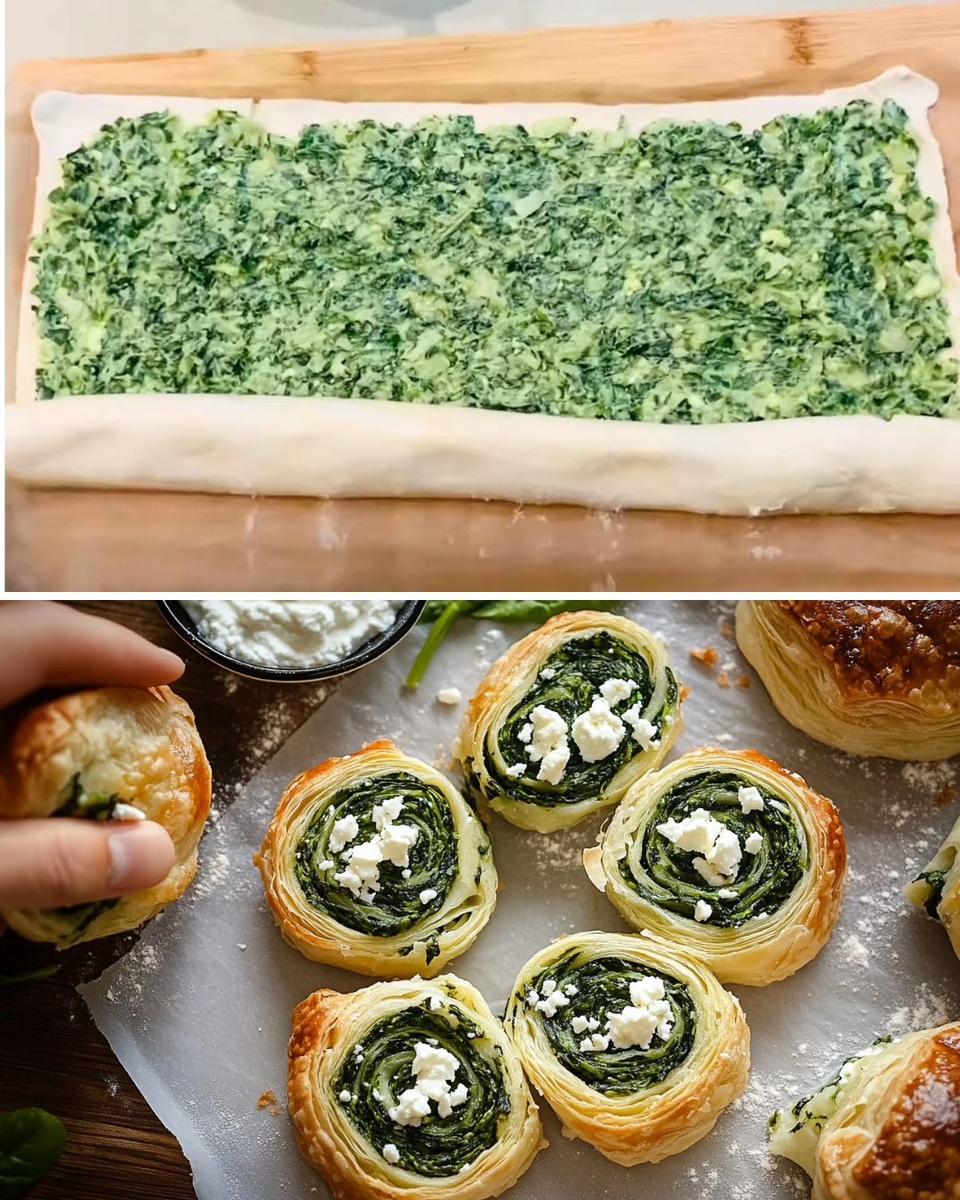Spinach and Feta Puff Pastry Pinwheels Recipe