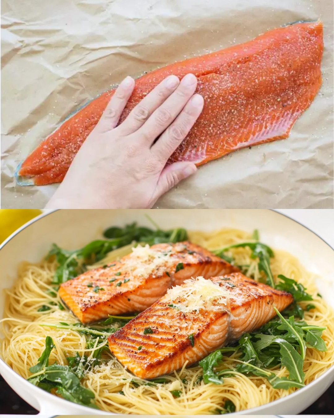 Creamy Lemon Salmon Pasta with Arugula