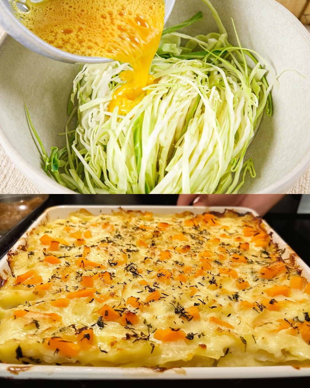 Vegetable Cabbage Bake with Cheese Topping