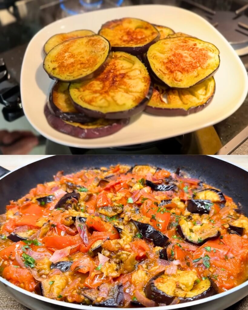 Savory Eggplant Stew with Yogurt Sauce