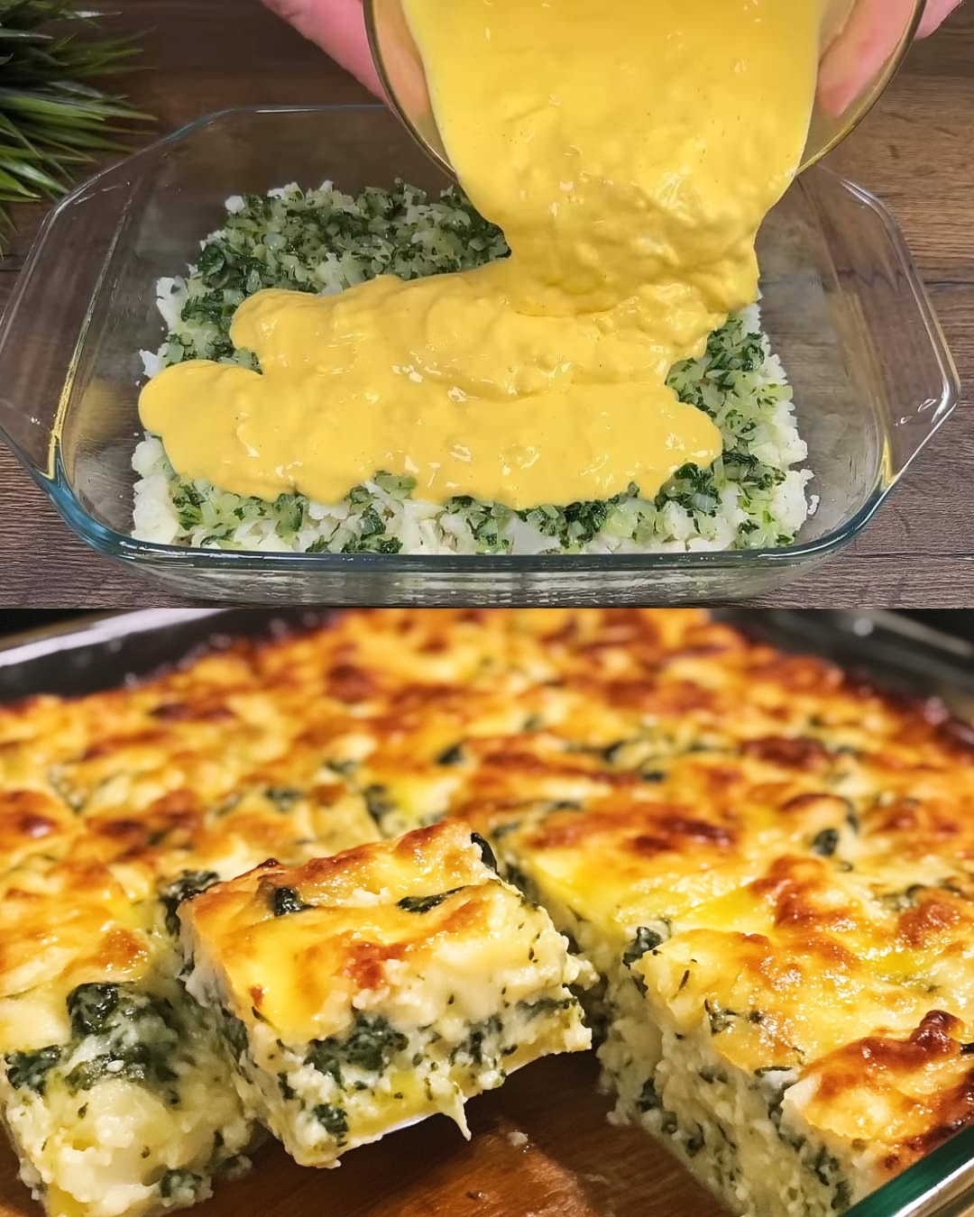 Cheesy Cauliflower and Spinach Frittata with Yogurt-Dill Sauce