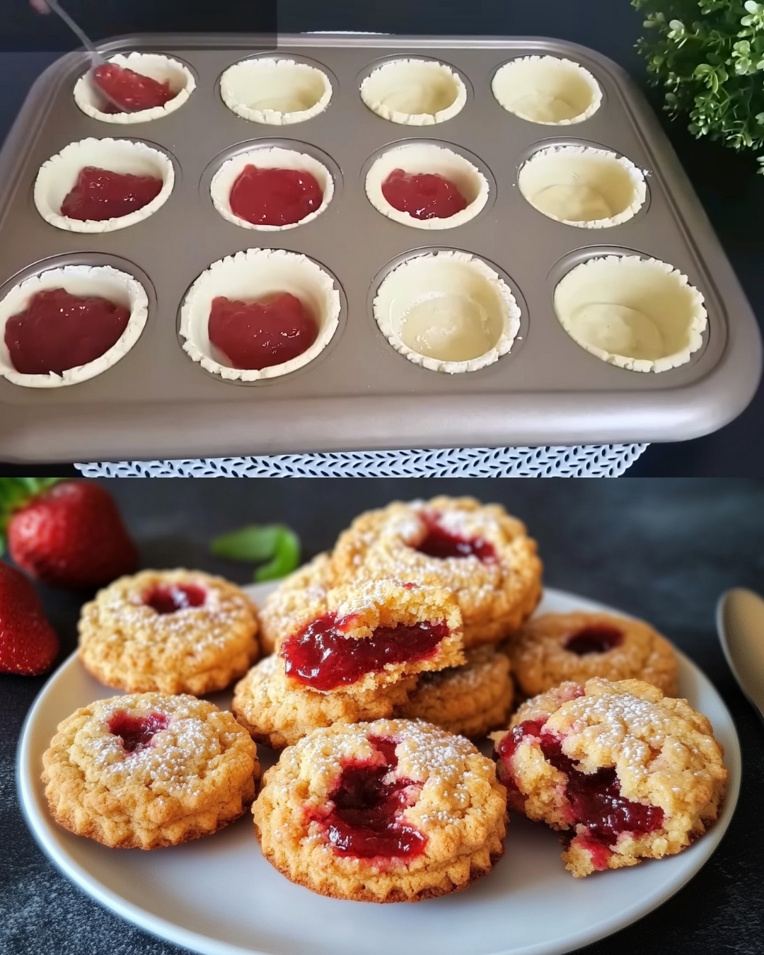 Strawberry Jam-Filled Cookies