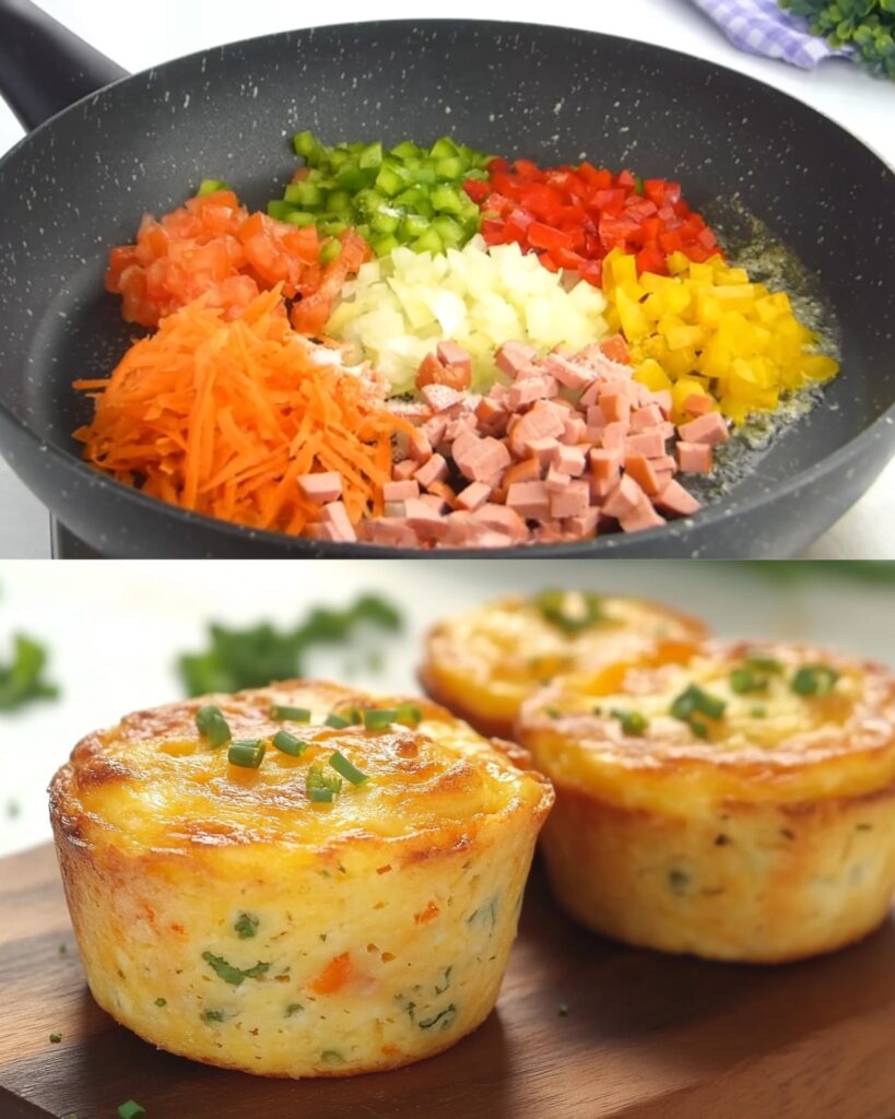 Cheesy Egg Muffins with Chicken Sausage and Veggies finished dish