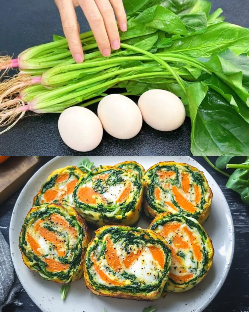 Spinach, Enoki Mushroom, and Carrot Egg Pancakes finished dish