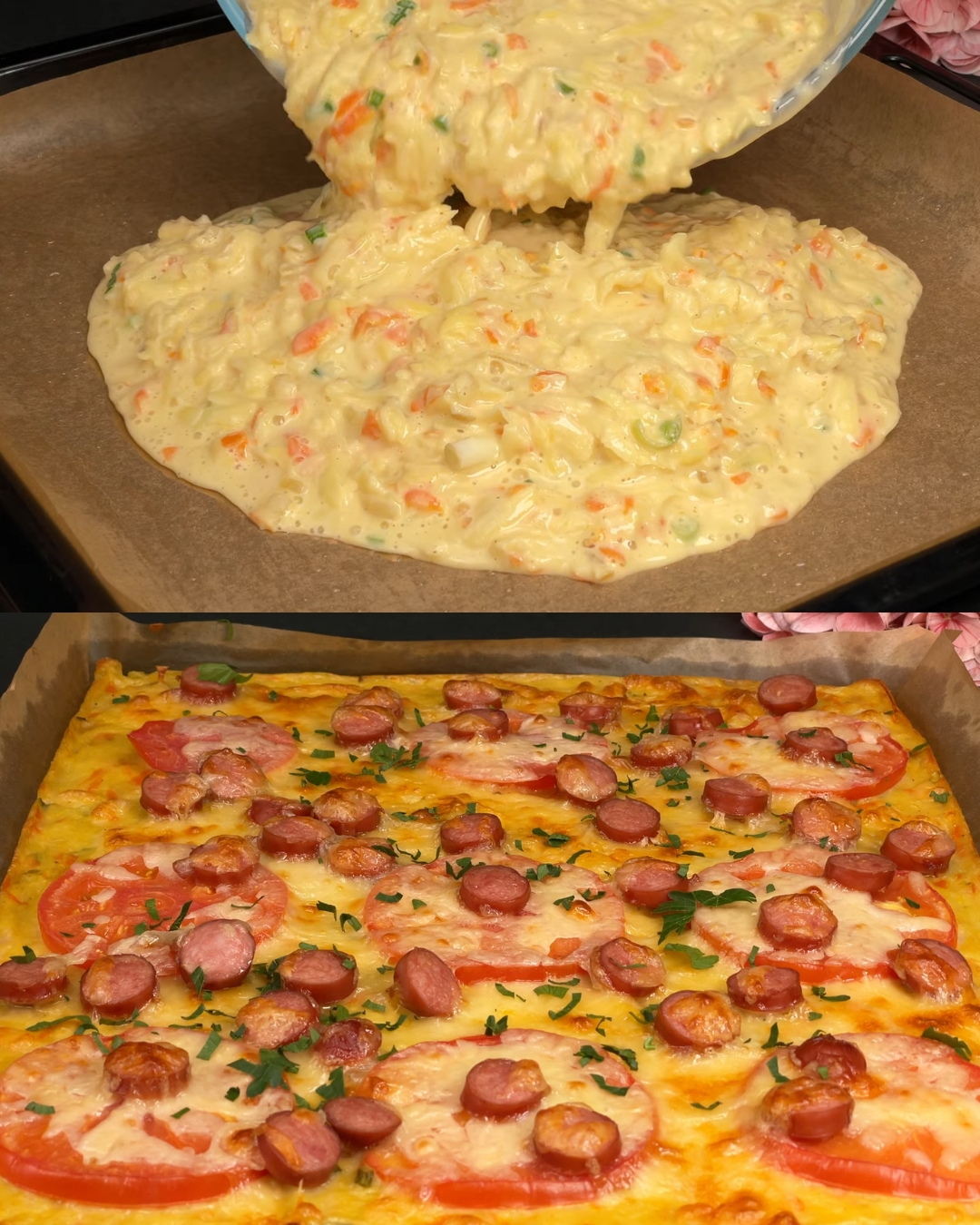 Chicken and Potato Casserole with Bavarian Sausages and Creamy Dill Sauce