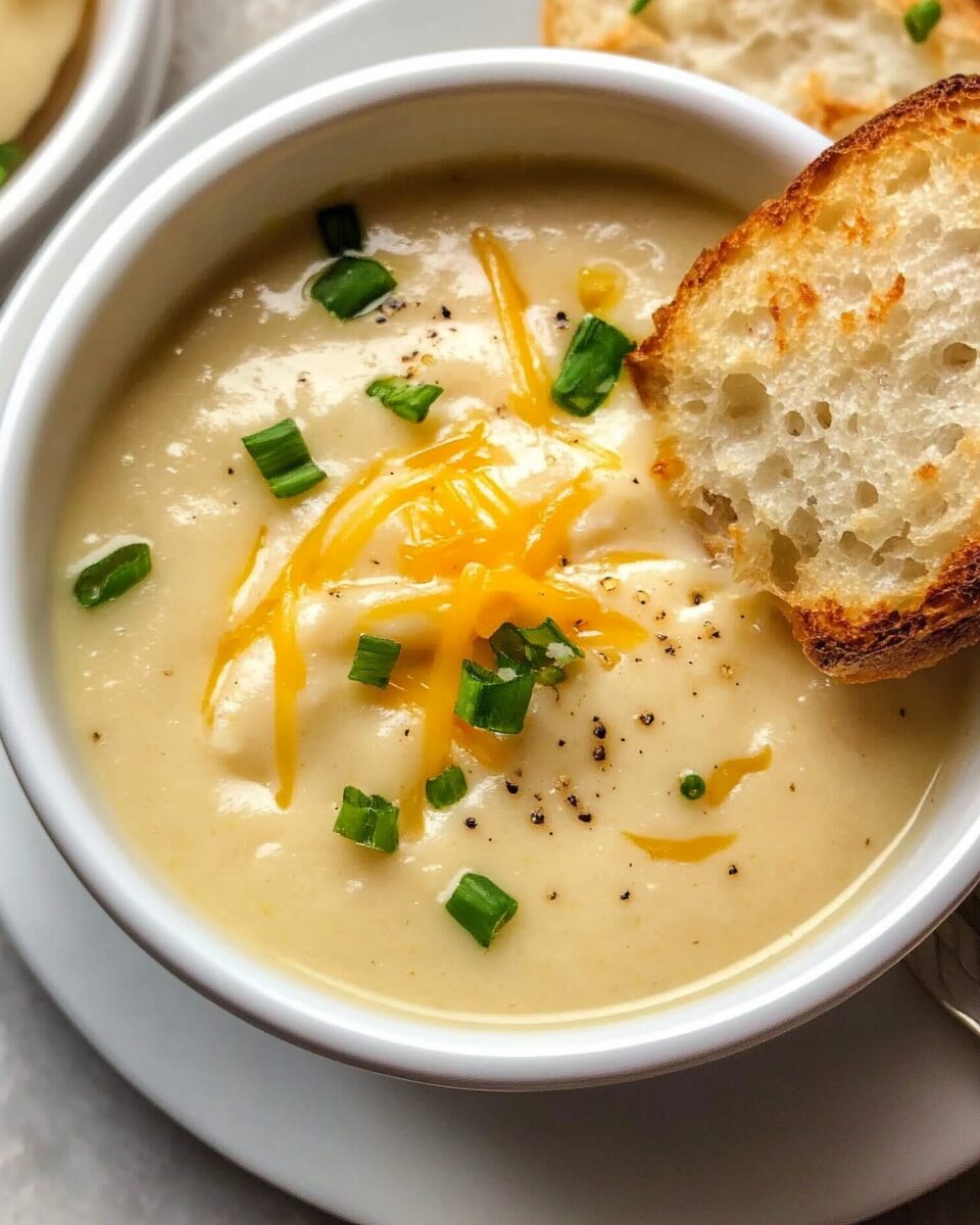 Roasted Garlic Cheddar Cauliflower Soup