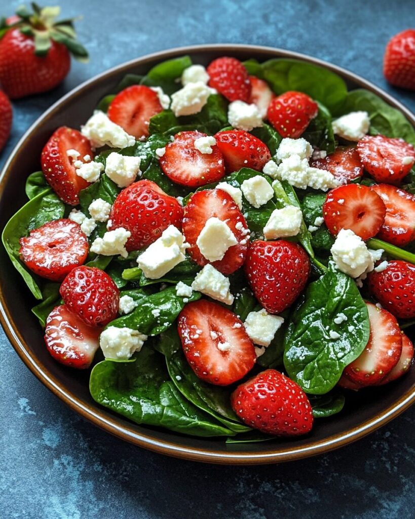 Strawberry Feta Spinach Salad finished dish