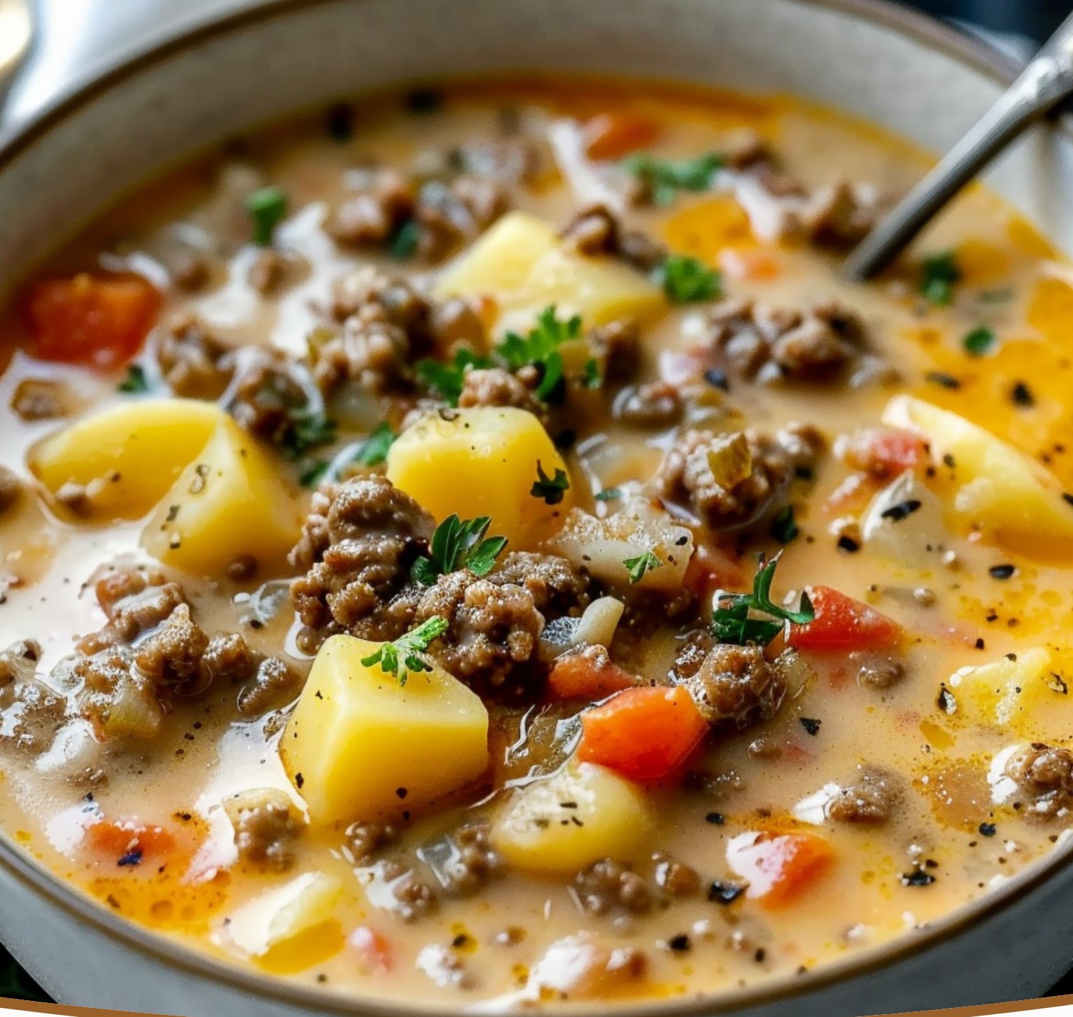 Cheesy Beef and Potato Soup