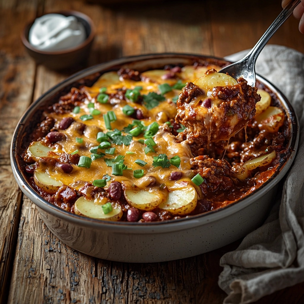 CHEESY CHILI POTATO CASSEROLE: A HEARTY AND FLAVORFUL DINNER