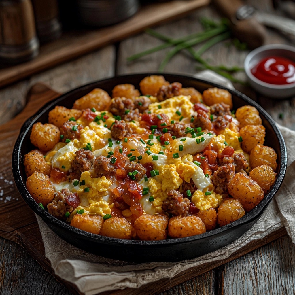 Cheesy Tater Tot Breakfast Skillet: A Delicious Start to Your Day