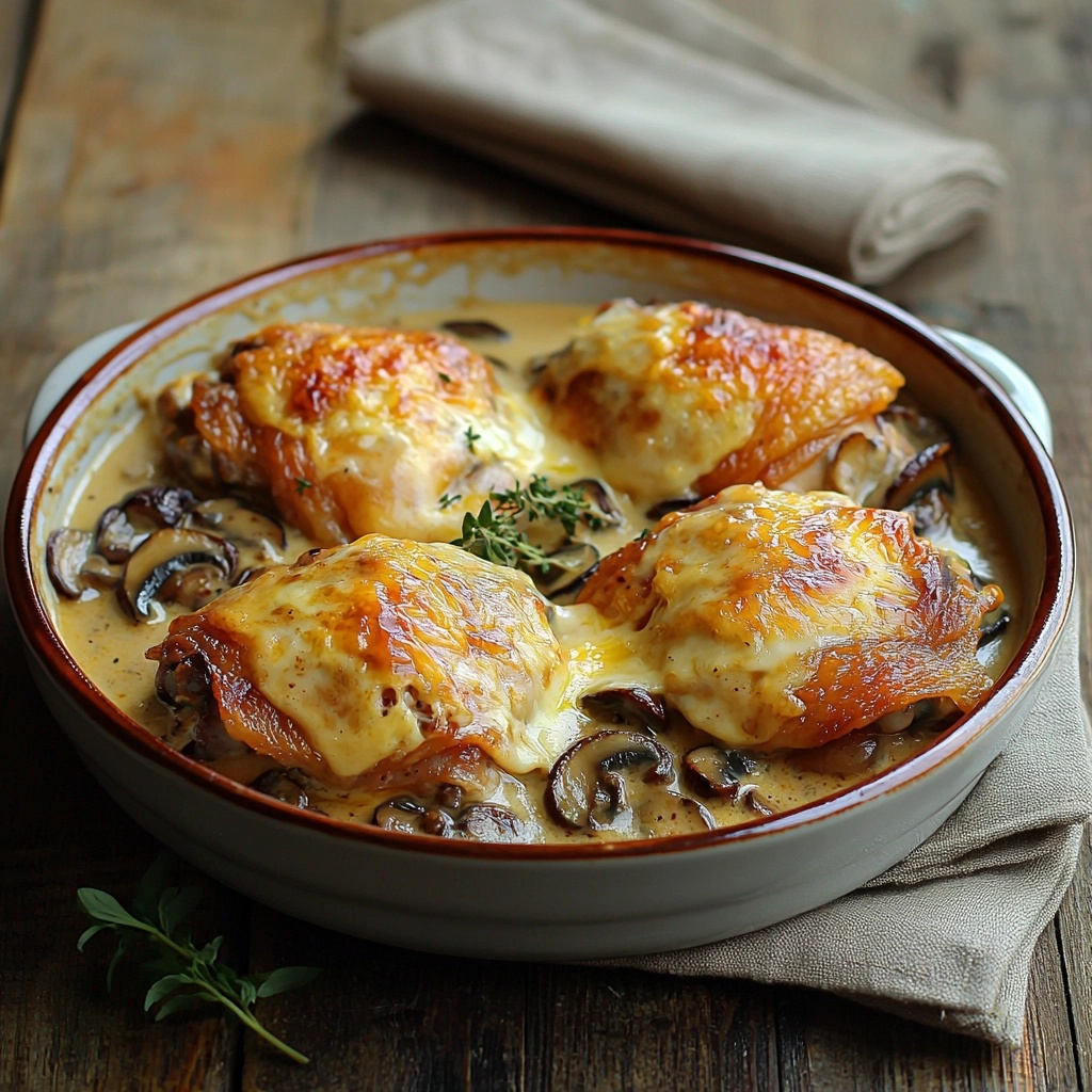 CREAMY CHICKEN AND MUSHROOM BAKE: A DECADENT ONE-PAN MEAL
