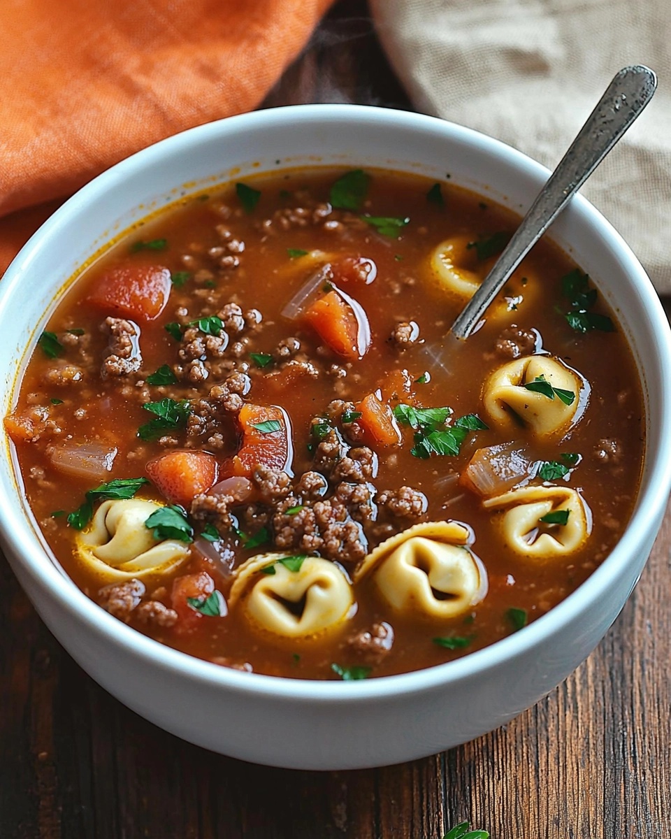 CHEESY TORTELLINI SOUP WITH GROUND BEEF: A HEARTY AND COZY RECIPE