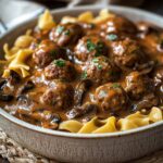 Creamy Meatball Stroganoff with Egg Noodles