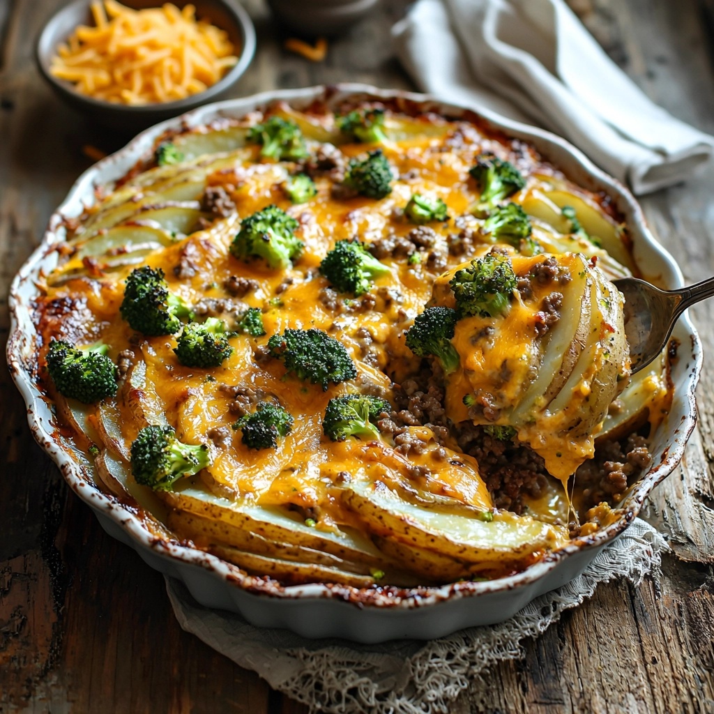 CHEESY BROCCOLI AND POTATO BEEF CASSEROLE: A COMFORTING FAMILY FAVORITE