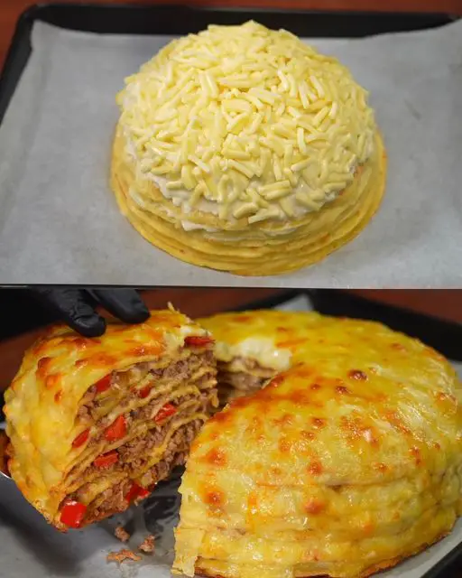 Savory Crepes with Meat Filling and Béchamel Sauce