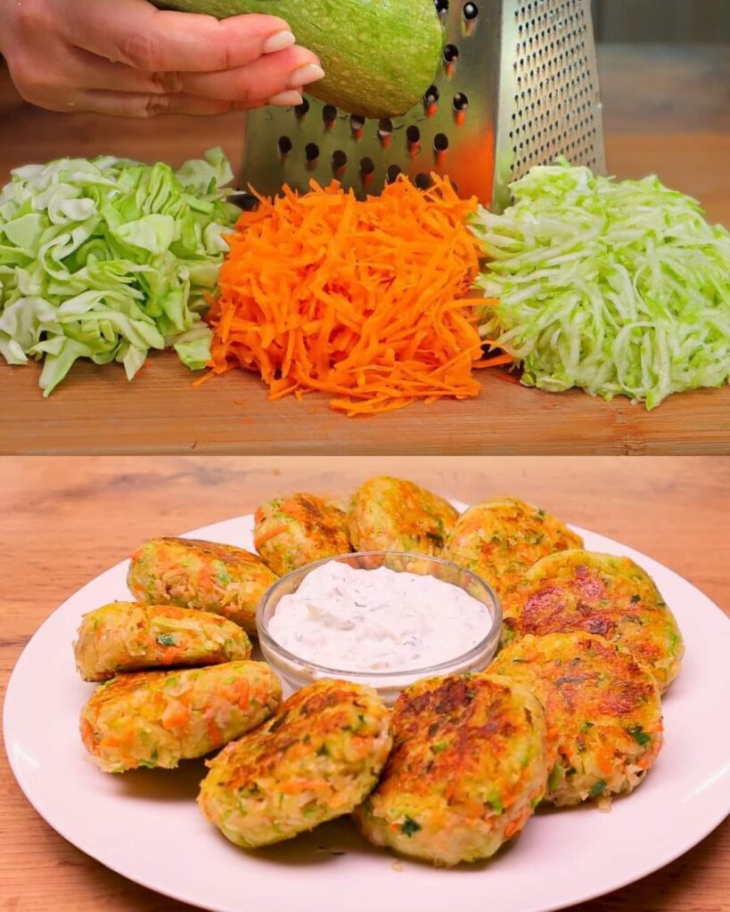 Vegetable Pancakes with Dill Yogurt Sauce