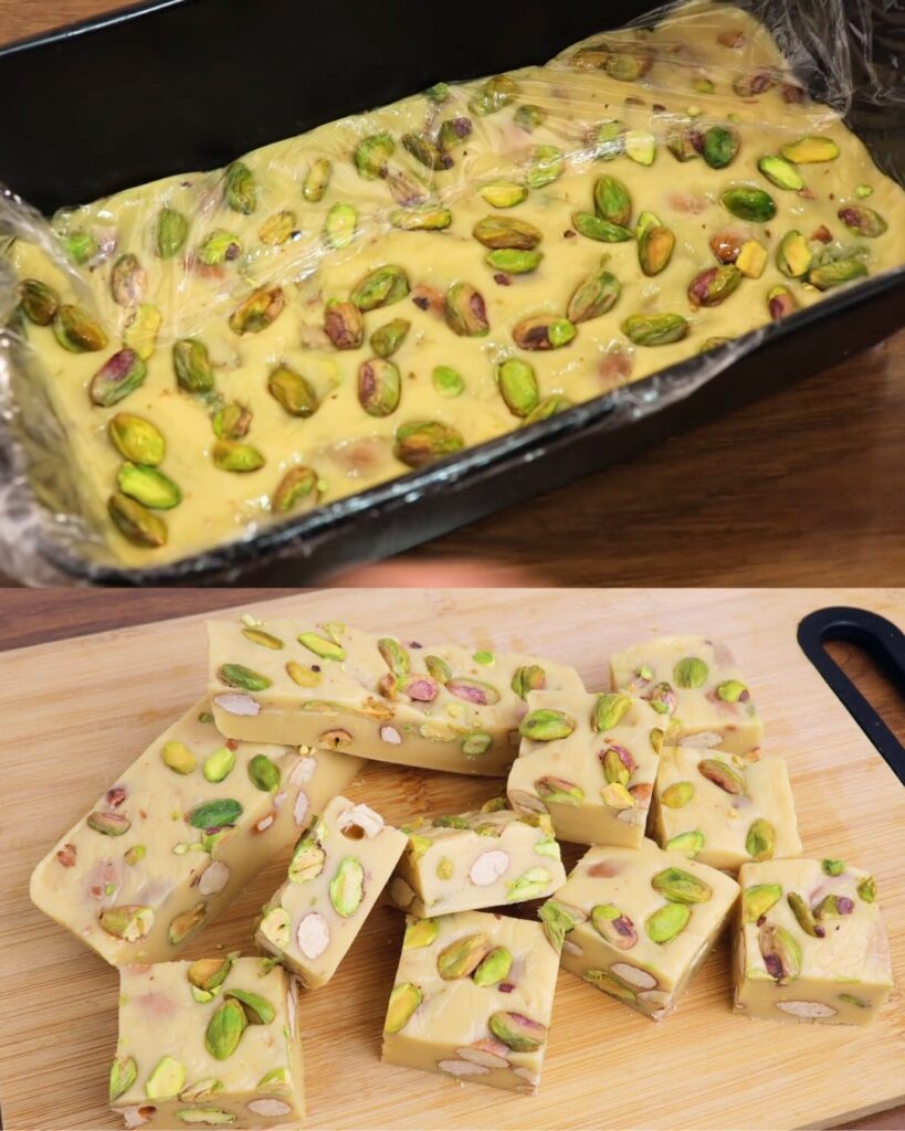 Homemade Pistachio and Almond Nougat